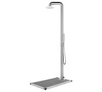 vidaXL Doccia Giardino con Base in Acciaio Inox Grigio/Marrone Misure Diverse