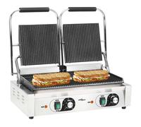 VIDAXL - Griglia per Panini Scanalata in Acciaio Inox 1800W 31x30,5x20cm - SPEDIZIONE GRATUITA
