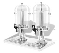 vidaXL Distributore Doppio Succhi di Frutta e Bibite Acciaio Inossidabile 2x8L