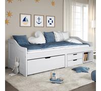 vidaXL Dormeuse 3 Cassetti Bianca 90x200 cm Legno Massello Pino IRUN