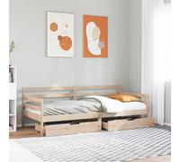 Dormeuse con Cassetti Bianca 80x200 cm Legno Massello di Pino