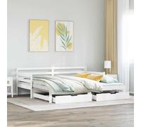 Dormeuse con Cassetti Bianco 90x200 cm Legno Massello di Pino