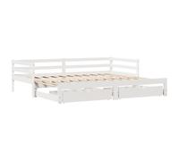 vidaXL Dormeuse con Cassetti Bianco 90x200 cm Legno Massello di Pino, divano letto con cassetti, letto da giorno, letto per ospiti, divano letto