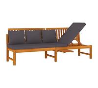 vidaXL Dormeuse con Cuscino Grigio 200x60x75cm Legno Massello Acacia