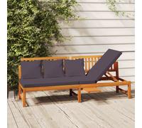 vidaXL Dormeuse con Cuscino Grigio 200x60x75cm Legno Massello Acacia