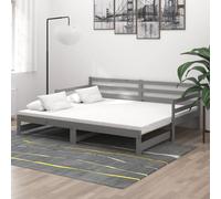 vidaXL Dormeuse Estraibile 2x(90x200) cm Grigia in Legno di Pino