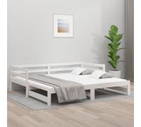 vidaXL Dormeuse Estraibile Bianca 2x(80x200) cm Legno Massello di Pino