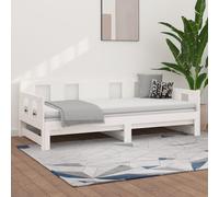 Dormeuse Estraibile Bianca Legno Massello di Pino 2x(80x200) cm