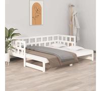 vidaXL Dormeuse Estraibile Bianca Legno Massello di Pino 2x(90x190) cm