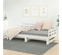 vidaXL Dormeuse Estraibile Bianca Legno Massello di Pino 2x(90x190) cm