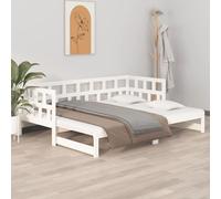 vidaXL Dormeuse Estraibile Bianca Legno Massello di Pino 2x(90x200) cm