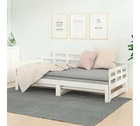 Dormeuse Estraibile Bianca Legno Massello di Pino 2x(90x200) cm