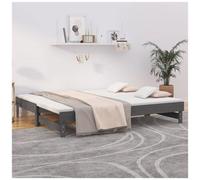 Dormeuse estraibile grigia 2x(80x200) cm legno massello di pino