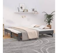 Dormeuse estraibile grigia 2x(90x190) cm legno massello di pino