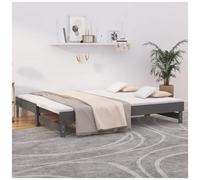 Dormeuse estraibile grigia 2x(90x200) cm legno massello di pino