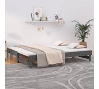 Dormeuse estraibile grigia 2x(90x200) cm legno massello di pino
