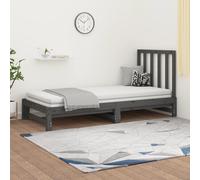 vidaXL Dormeuse Estraibile Grigia 2x(90x200) cm Legno Massello di Pino