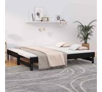 vidaXL Dormeuse Estraibile Nera 2x(100x200) cm Legno Massello di Pino