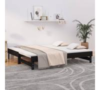 vidaXL Dormeuse Estraibile Nera 2X(75x190) cm Legno Massello di Pino
