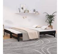 vidaXL Dormeuse Estraibile Nera 2x(80x200) cm Legno Massello di Pino