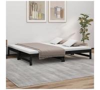 Dormeuse estraibile nera 2x(90x190) cm legno massello di pino