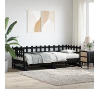 vidaXL Dormeuse Estraibile Nera 2x(90x190) cm Legno Massello di Pino