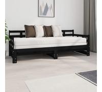 VIDAXL - Dormeuse Estraibile Nera In Legno Massello Di Pino 2x (80x200) cm