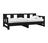 vidaXL Dormeuse Estraibile Nera in Legno Massello di Pino 2X(80x200) cm