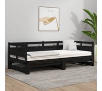 AX Dormeuse Divano Letto Estraibile 203.5x160x66cm Nero Telaio Massello + 820321