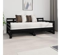 Dormeuse estraibile nera in legno massello di pino 2x(90x190)cm