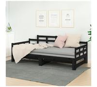 AX Divano Letto Dormeuse Estraibile Rustico Nero 203.5x181x76cm Giroletto 820346
