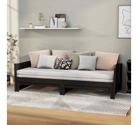 vidaXL Dormeuse Estraibile Nera in Legno Massello di Pino 2x(90x200)cm