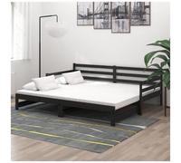 VIDAXL - Dormeuse Estraibile Nera In Massello Di Pino 2x (90x200) Cm