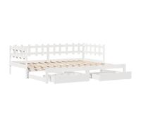 vidaXL Dormeuse Letto Estraibile e Cassetti Bianco 90x190cm Legno Pino, Divano Letto Estraibile, Letto per Ospiti, Divano per Ospiti, Letto da Giorno