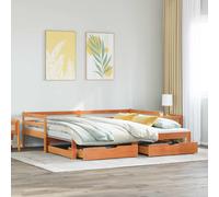 vidaXL Dormeuse Letto Estraibile e Cassetti Marrone Cera 90x200cm Pino