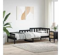 vidaXL Dormeuse Nera 80x200 cm in Legno Massello di Pino