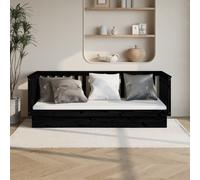 vidaXL Dormeuse Nera 80x200 cm in Legno Massello di Pino