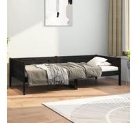 vidaXL Dormeuse Nera in Legno Massello di Pino 90x190 cm
