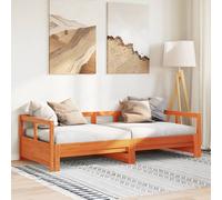 vidaXL Dormeuse Senza Materasso Marrone Cera 80x200 cm Legno di Pino, Divano Letto Estraibile, Letto per Ospiti, Divano Letto Matrimoniale