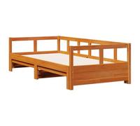 vidaXL Divano/letto letto 2 in 1 con letto estraibile, in legno di pino massiccio, 90 x 200 cm, base a doghe, per soggiorno/camera da letto, colore: marrone