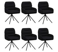 Sedie da pranzo girevoli 6 pcs Similpelle Nero