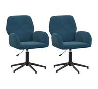 vidaXL Draaiende Bureaustoelen 2 st 54 x 55 x 90 cm Blauw fluweel