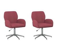 vidaXL Draaiende Bureaustoelen 2 st 54 x 58 x 90 cm Wijnrood Stof