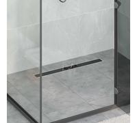 vidaXL Scarico doccia con copertura in vetro, nero, 80 cm, acciaio inox 304, bagno, rettangolare, moderno, stile, efficiente, salvaspazio, rubinetti, contemporaneo, layout, comfort