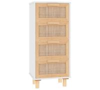 vidaXL Credenza Bianca 40x30x90cm Legno Massello Pino Rattan Naturale