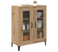 vidaXL Credenza in rovere Artisan, 69,5 x 34 x 90 cm, legno composito e ferro, moderna credenza rettangolare, per soggiorno e sala da pranzo, pratico armadio con molto spazio