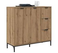 vidaXL Credenza Moderna Rettangolare in Rovere Artigianale in Legno ingegnerizzato, 89.5 x 33 x 82 cm, con livellatori Regolabili. Ha Tanto Spazio per riporre, Gambe in Acciaio Nero, Perfetta per Cuc