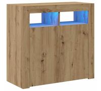 vidaXL Credenza con Luci LED Artigianale 80x35x75 cm in Truciolato, armadietto, armadietto con LED, Mobile portaoggetti, armadietti, mobiletto