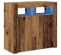 vidaXL Credenza con Luci LED Legno Antico 80x35x75 cm in Truciolato, armadietto, armadietto con LED, Mobile portaoggetti, armadietti, mobiletto