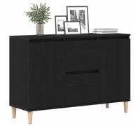 vidaXL Credenza Moderna in Rovere Nero Soggiorno, in Legno ingegnerizzato con Gambe in eucalipto, Bella unità Buffet con Tanto Spazio 101 x 35 60 cm per Uso Interno, Facile da Montare
